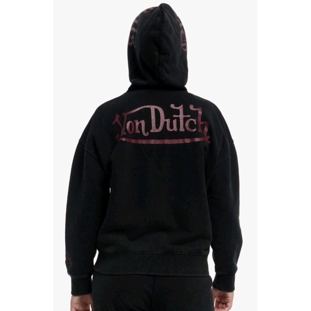 NEW Von Dutch Red Roses Eye Wings Studs Womens XL Zip Up Hoodie - Picture 2 of 7